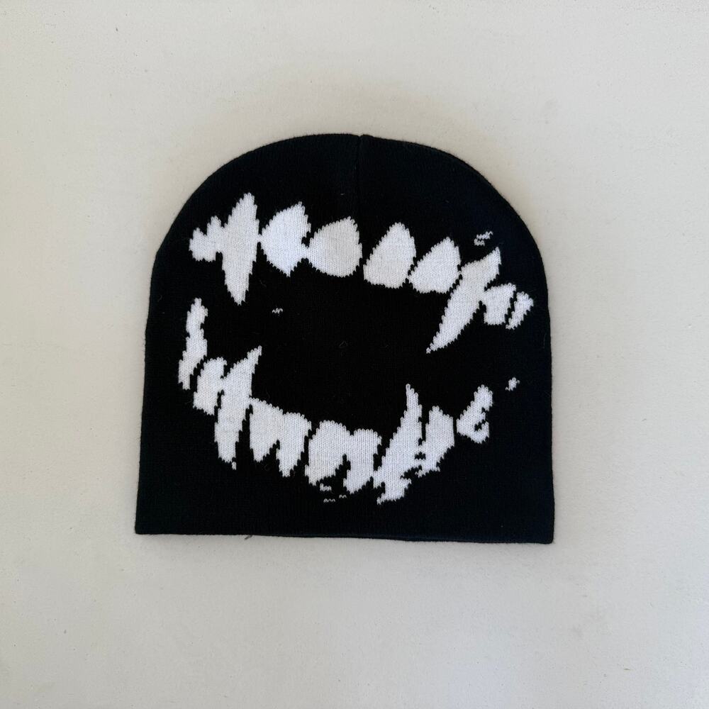 vintage gothic punk vintage dog teeth beanie